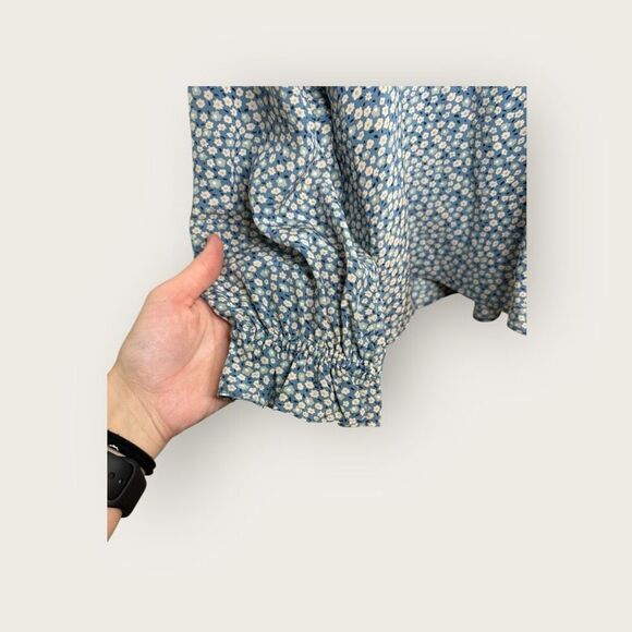 Madewell Silk Poet Top in Bitsy Floral Picnic Ditsy Ocean Size XXS - Picture 7 of 10